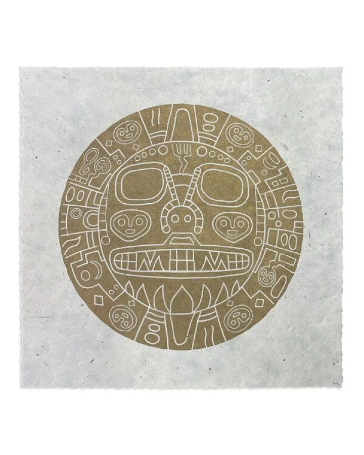 Veskor Cassiopeia TIKI VIRACOCHA Heilige Geometrie Linoldruck