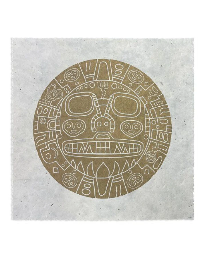 Veskor Cassiopeia TIKI VIRACOCHA Heilige Geometrie Linoldruck