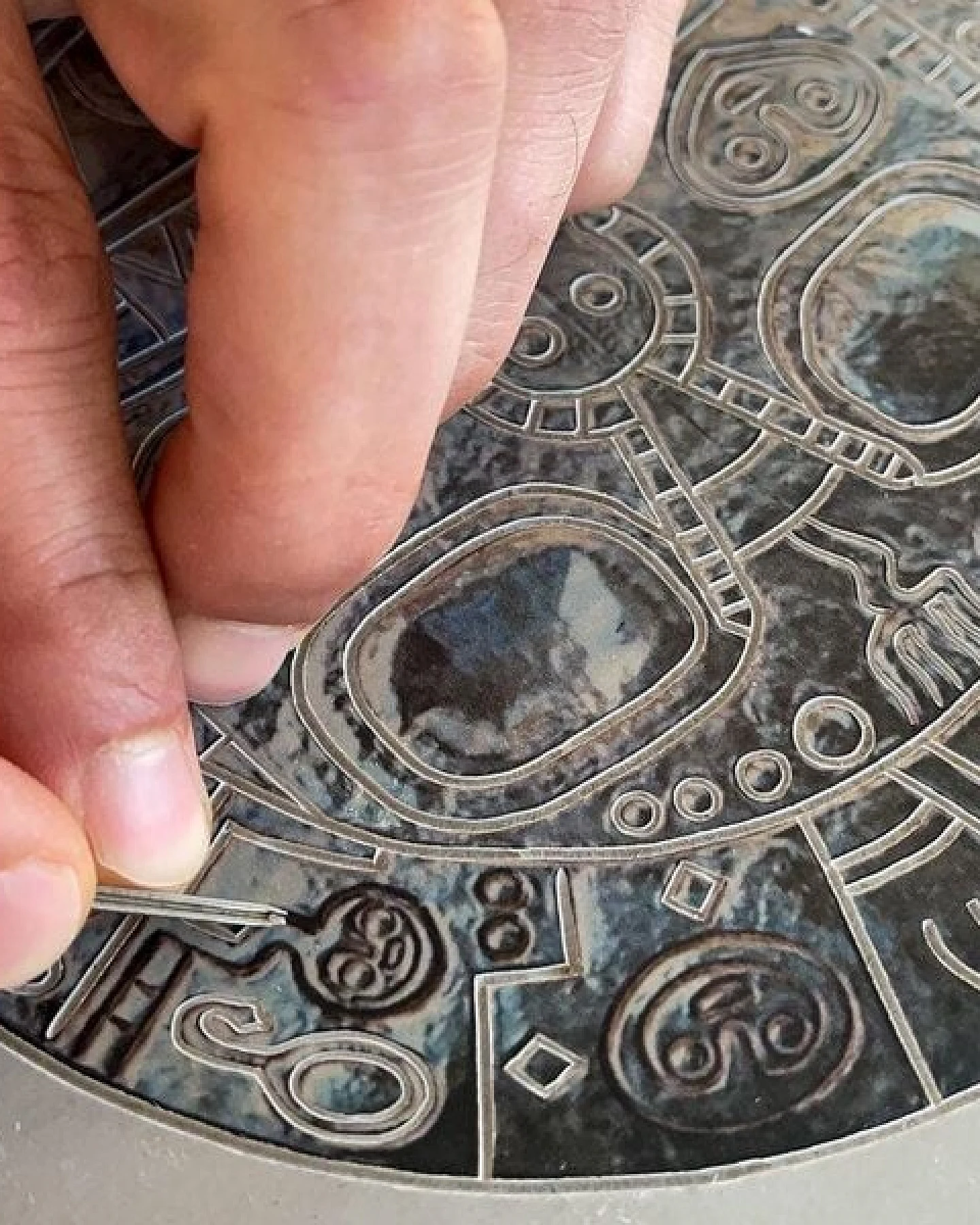Veskor Cassiopeia TIKI VIRACOCHA Heilige Geometrie Linoldruck – Ansicht 4