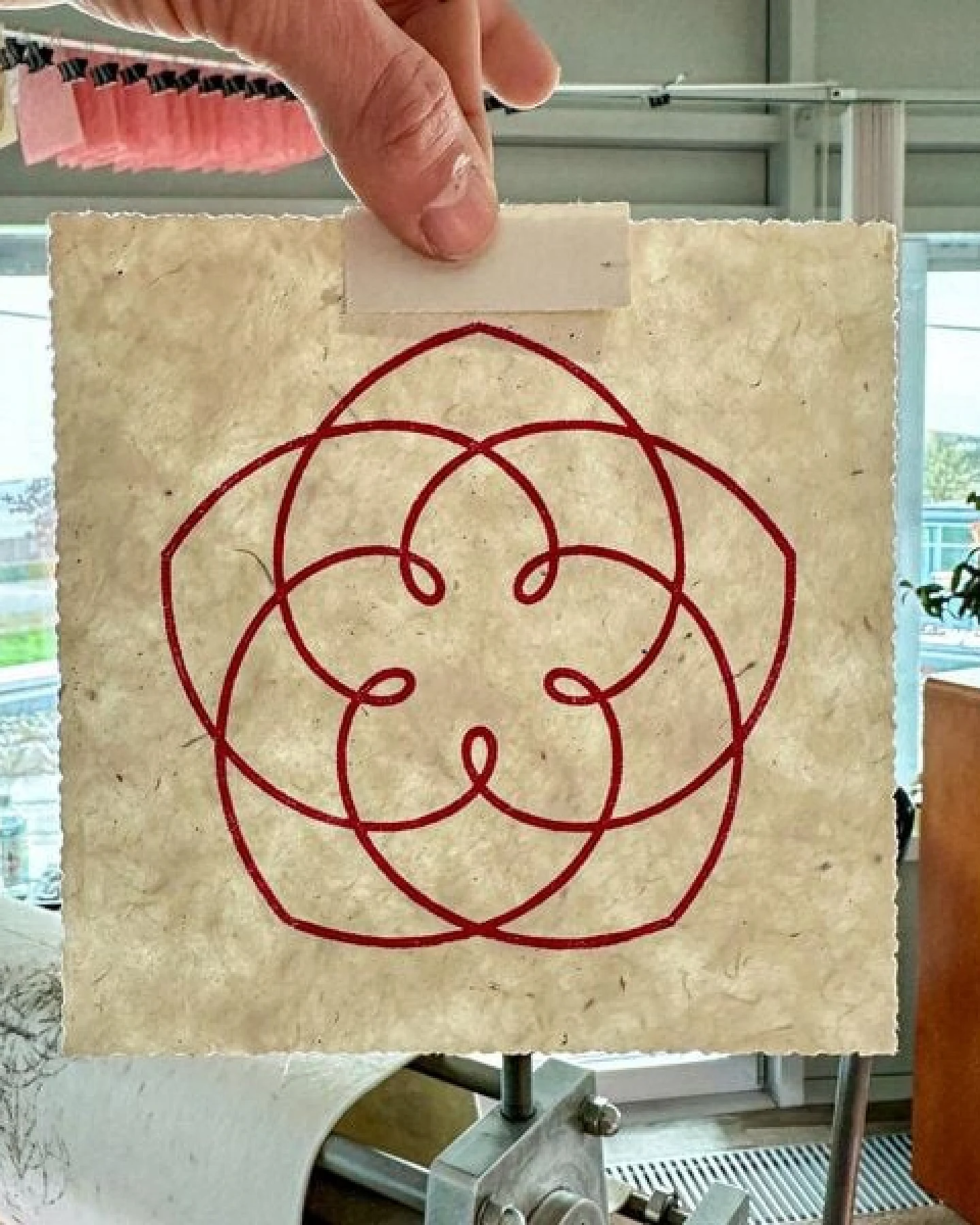 Veskor Cassiopeia VENUS FLOWER Heilige Geometrie Linoldruck – Ansicht 4