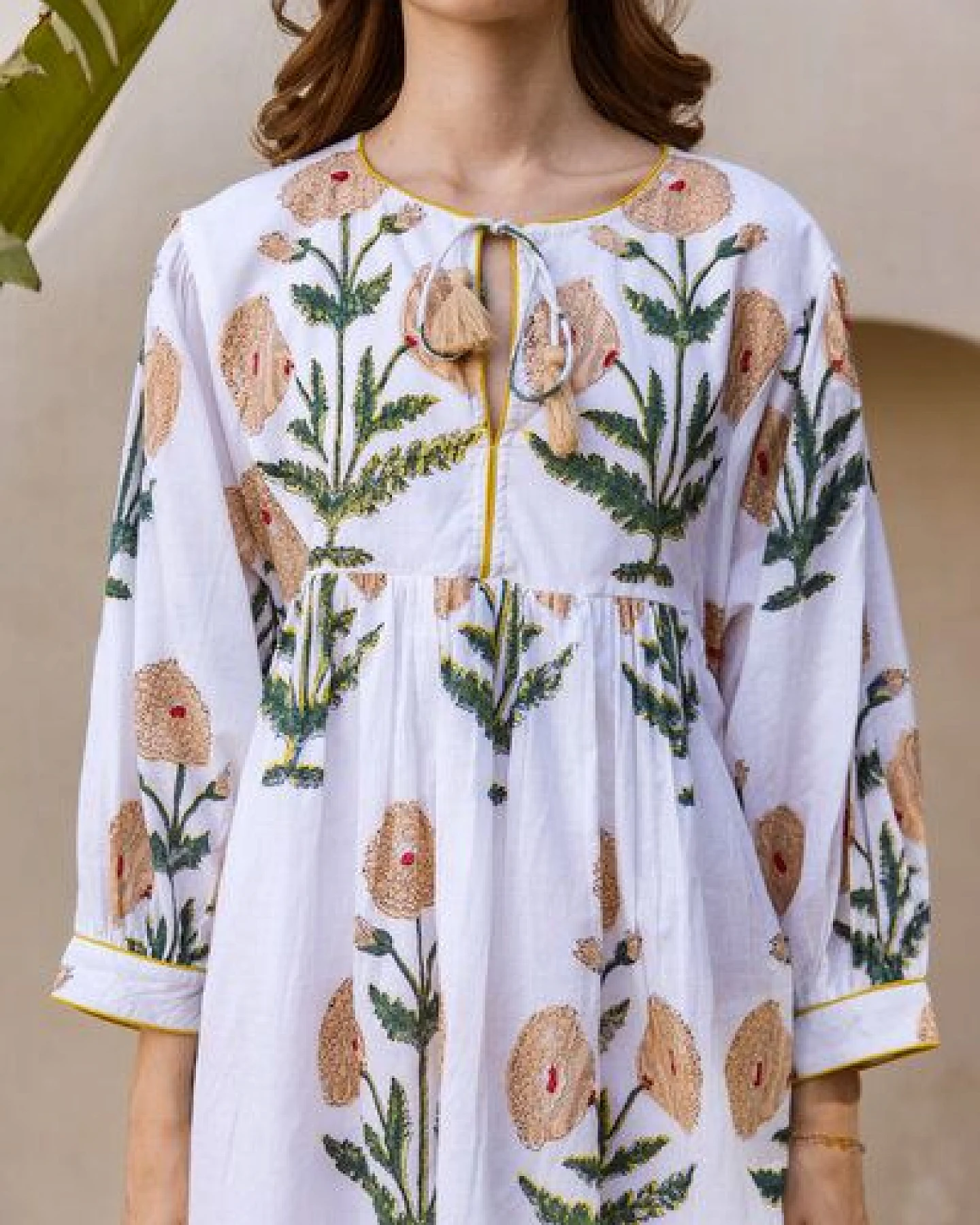 Haus of Namaste Ballonkleid kurz aus Bio-Baumwolle „Marigold Kurzkleid“ , handbedruckt mit veganen Farben – Ansicht 2