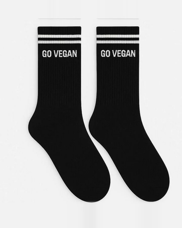 Team Vegan GO VEGAN - Hohe Sportsocken Mit Streifen Aus Bio-Baumwolle - 3 Paar