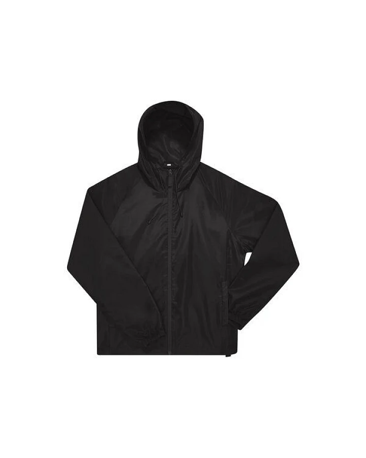 B&C BE INSPIRED Unisex Regen- und Windjacke einstellbare dreiteilige Kapuze mit zwei Fronttaschen