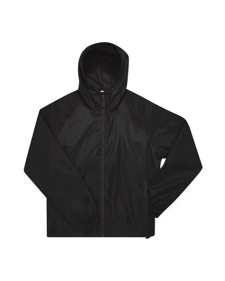 B&C BE INSPIRED Unisex Regen- und Windjacke einstellbare dreiteilige Kapuze mit zwei Fronttaschen