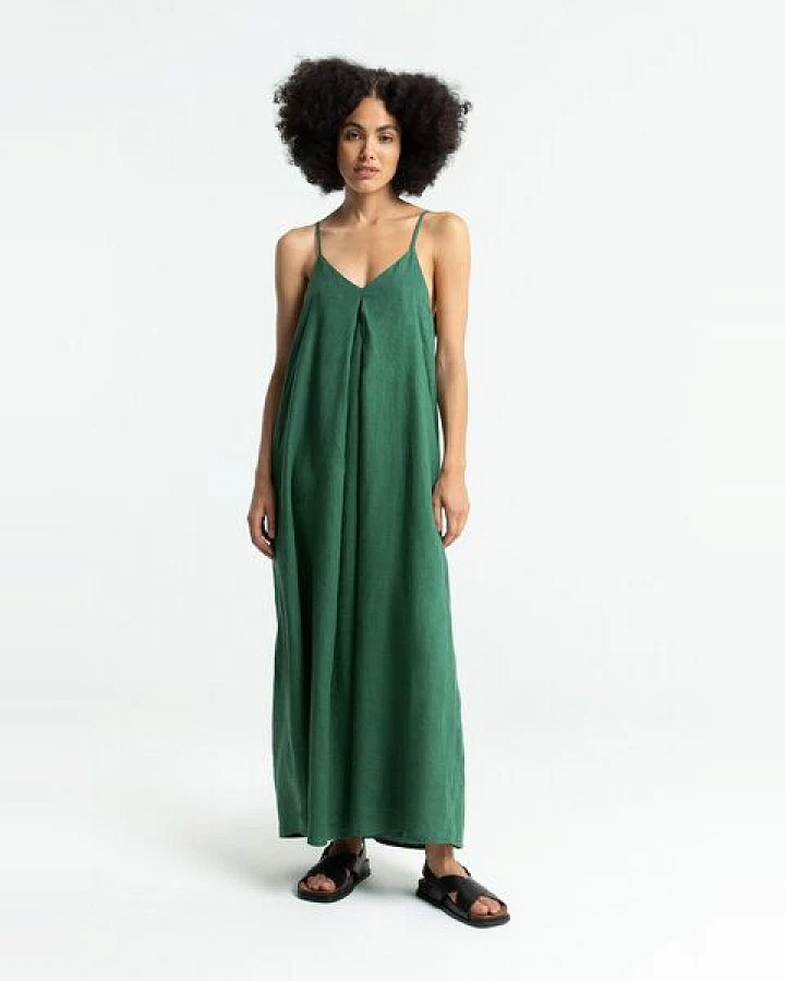 Kings Of Indigo Kleid AUBREY, Bistro Green, 100% Leinen