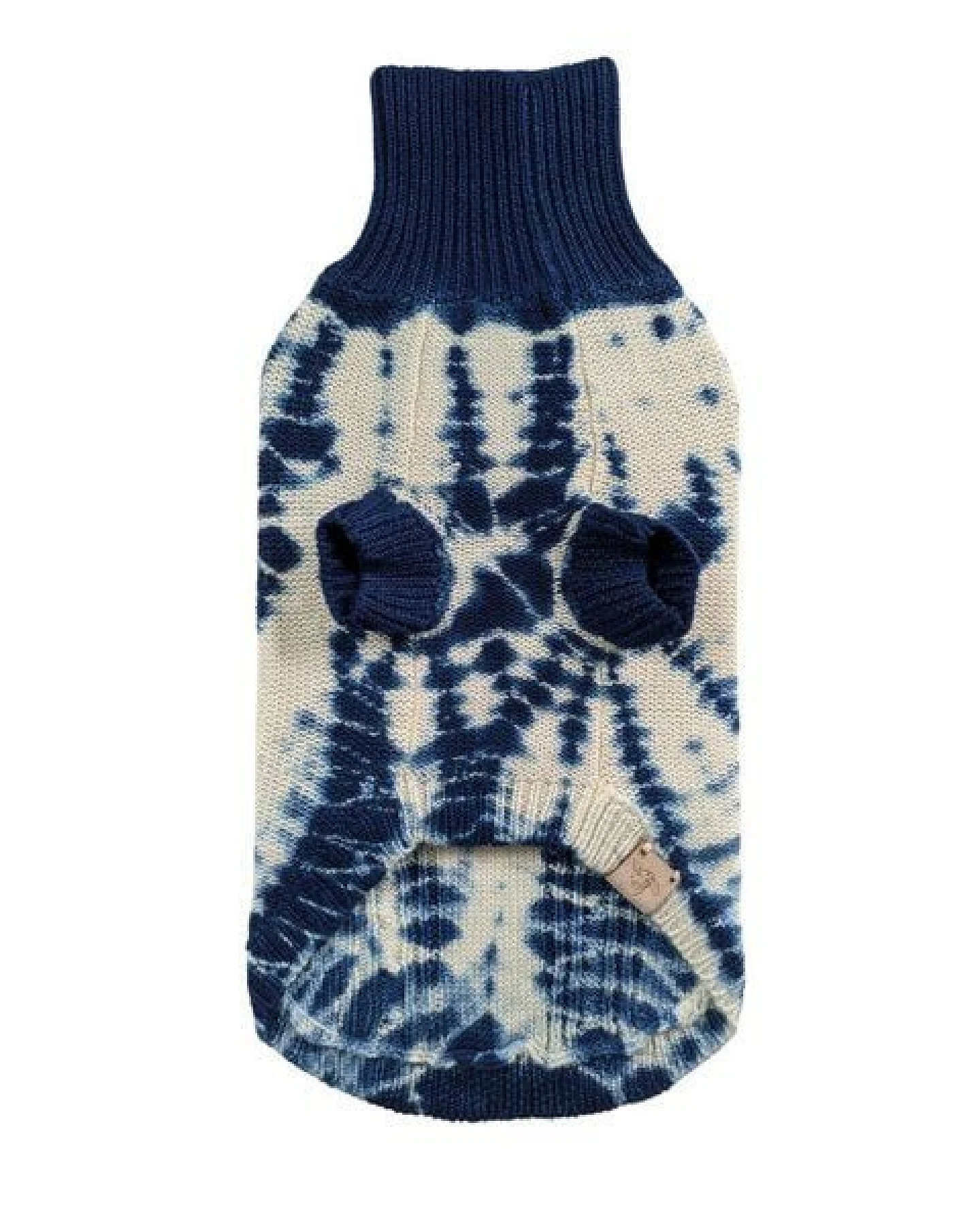 Wooliie Indigo Rift – Handgefertigter Hundepullover aus 100 % Merinowolle mit Zopfmuster & pflanzlicher Färbung – Ansicht 2