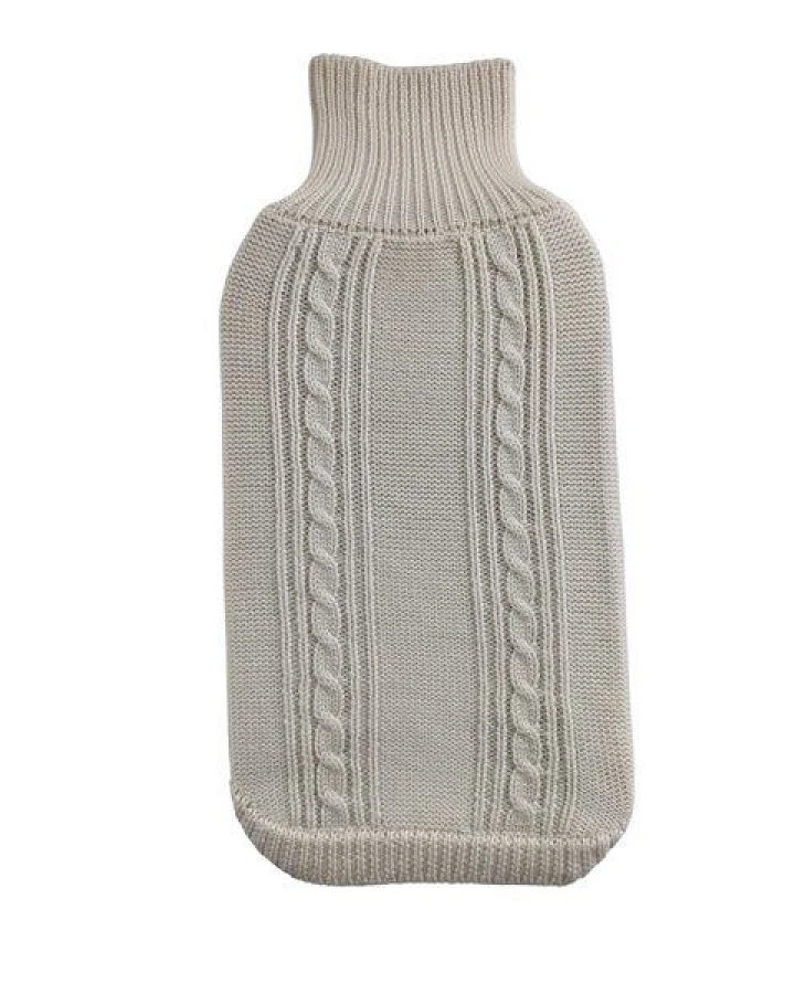 Wooliie Natural Rift – Handgefertigter Hundepullover aus 100 % Merinowolle mit Zopfmuster in Naturfarbe