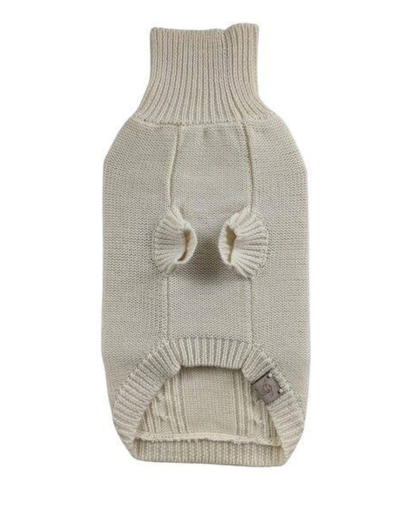 Wooliie Natural Rift – Handgefertigter Hundepullover aus 100 % Merinowolle mit Zopfmuster in Naturfarbe – Ansicht 2