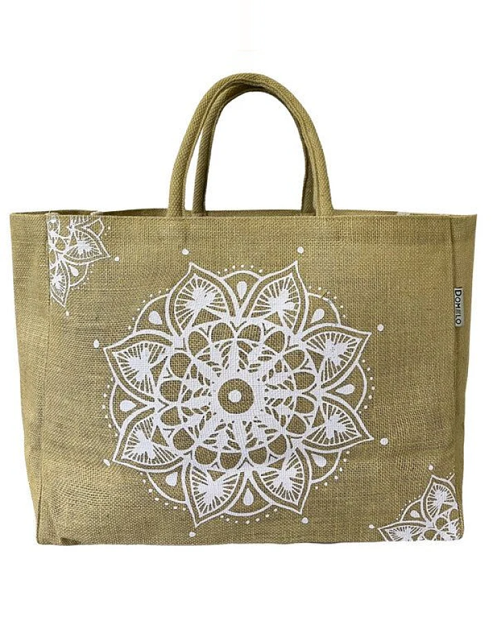 Domelo große Jute Einkaufskorb, Vegane Einkaufstasche nachhaltige Handtasche/ Shopper