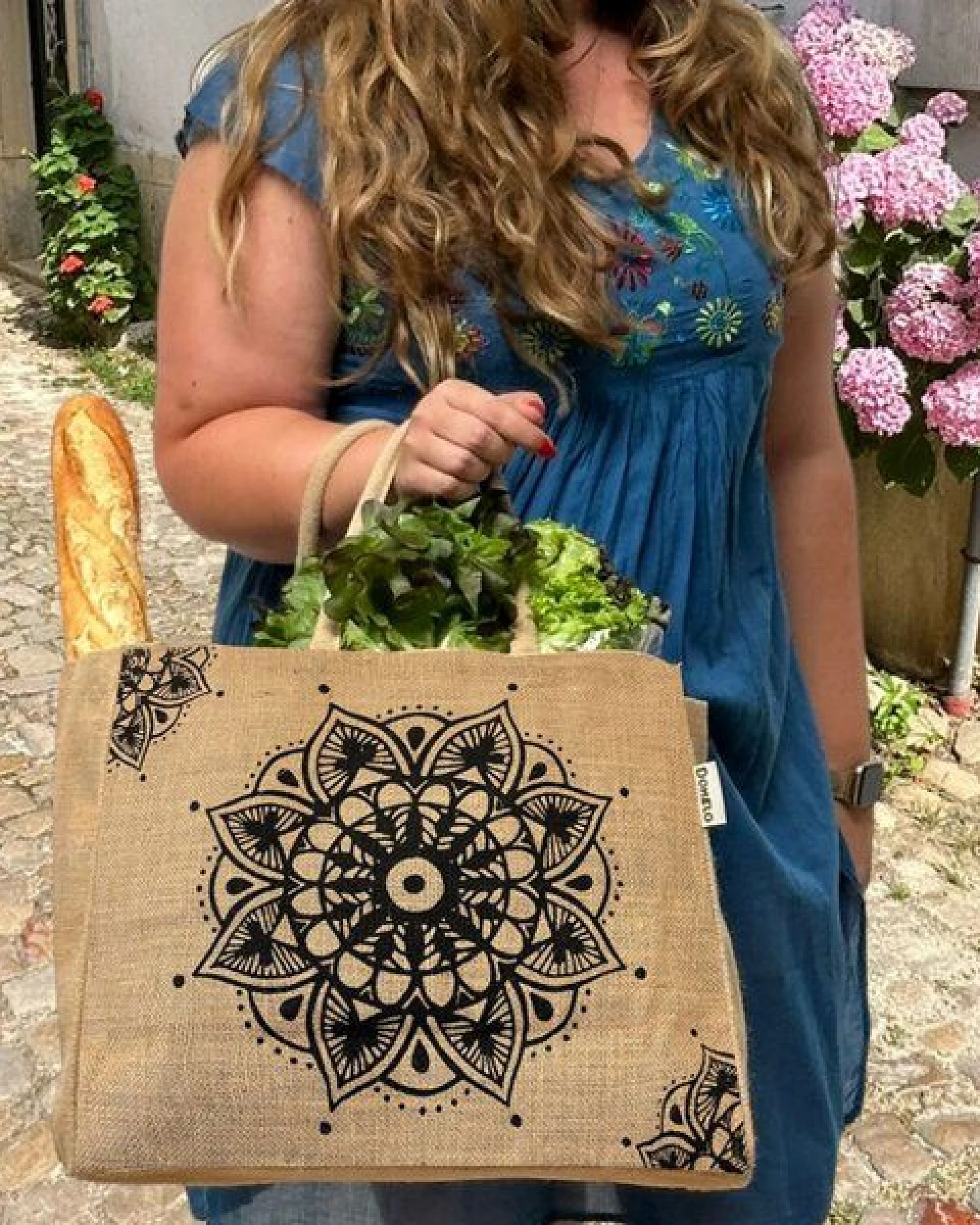 Domelo große Jute Einkaufskorb, Vegane Einkaufstasche nachhaltige Handtasche/ Shopper – Ansicht 2