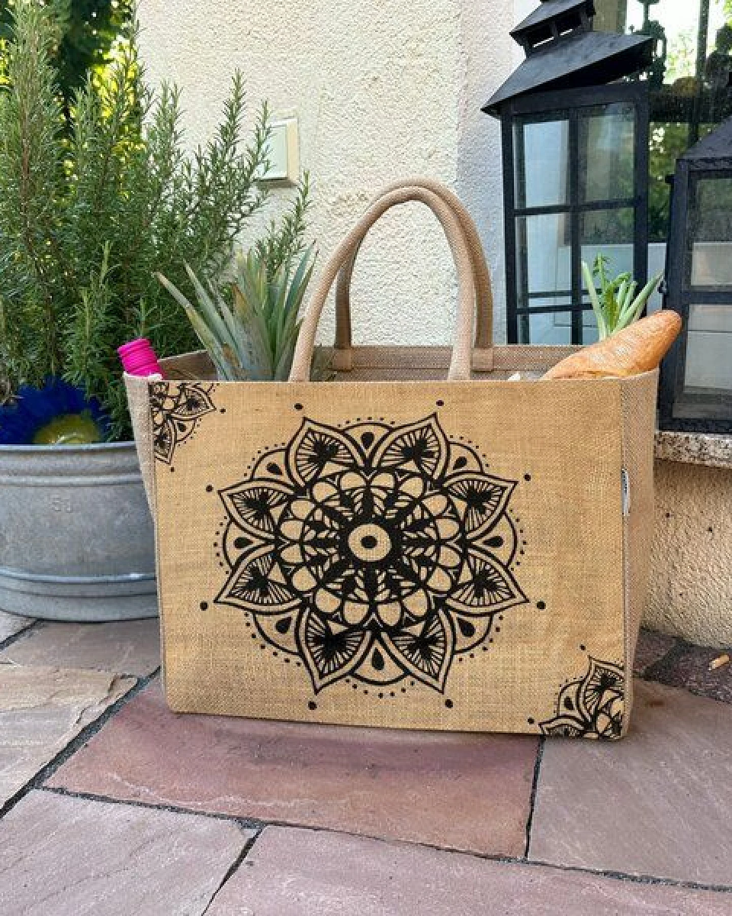 Domelo große Jute Einkaufskorb, Vegane Einkaufstasche nachhaltige Handtasche/ Shopper – Ansicht 4