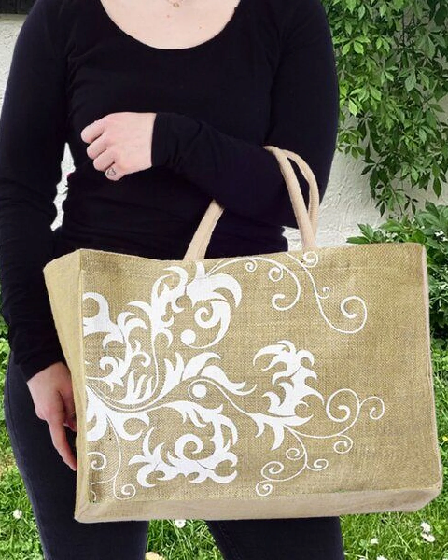 Domelo große Jute Einkaufskorb, Vegane Einkaufstasche nachhaltige Handtasche/ Shopper – Ansicht 2