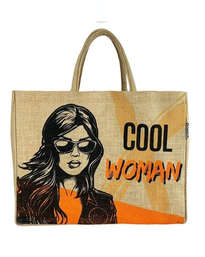 Domelo große Jute Einkaufskorb, Vegane Einkaufstasche nachhaltige Handtasche/ Shopper