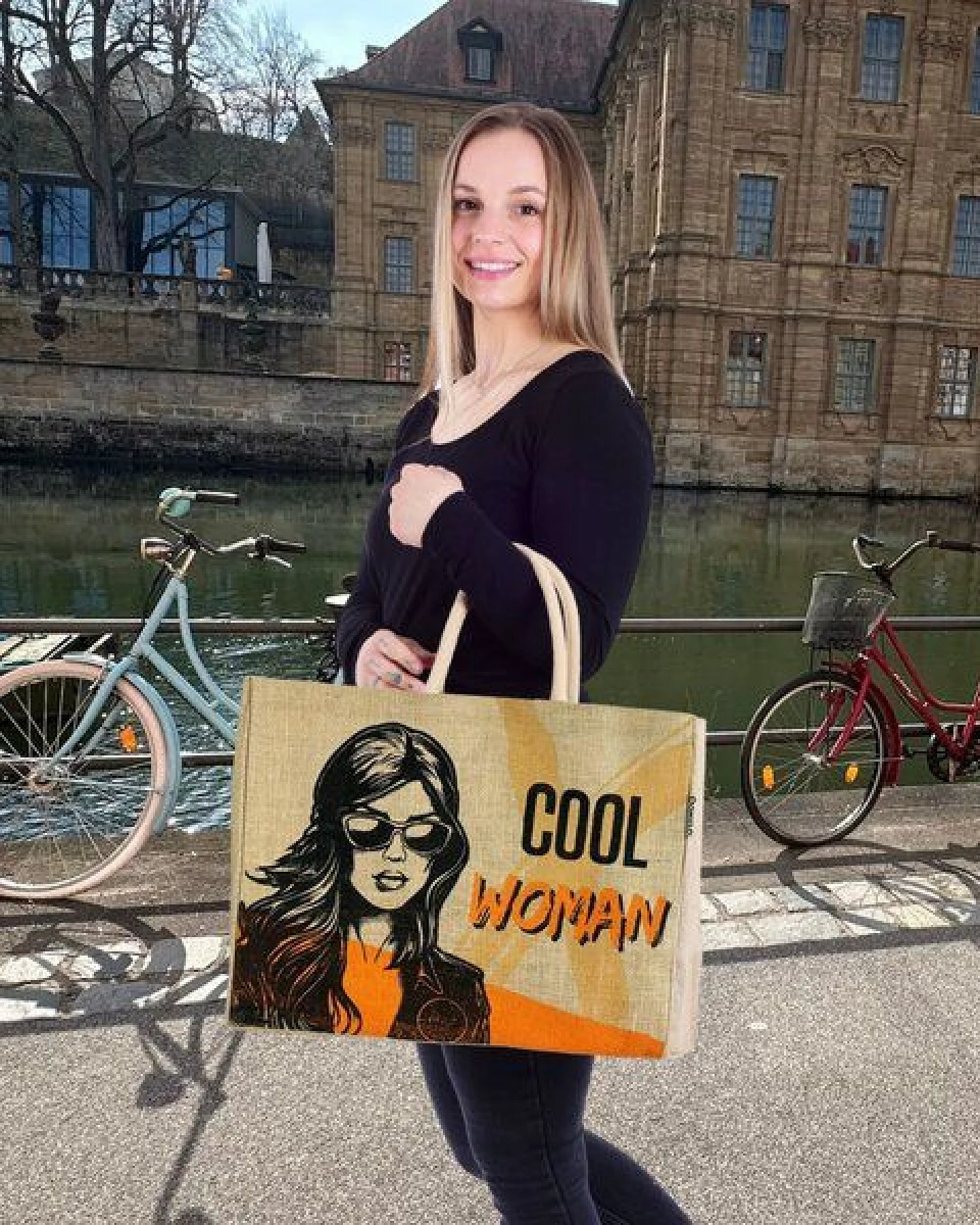 Domelo große Jute Einkaufskorb, Vegane Einkaufstasche nachhaltige Handtasche/ Shopper – Ansicht 2