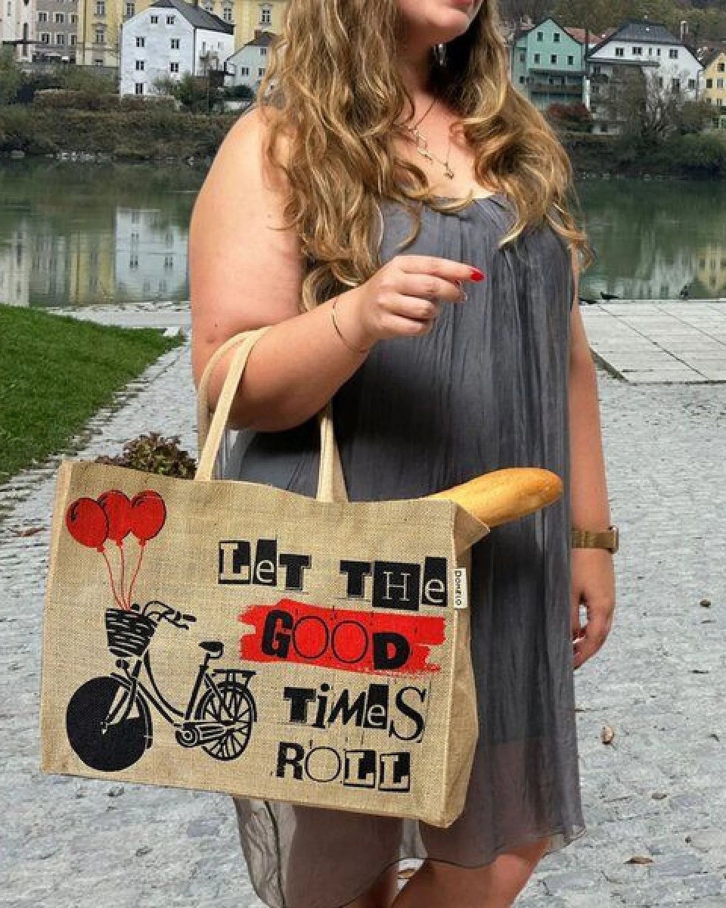 Domelo große Jute Einkaufskorb, Vegane Einkaufstasche nachhaltige Handtasche/ Shopper – Ansicht 2