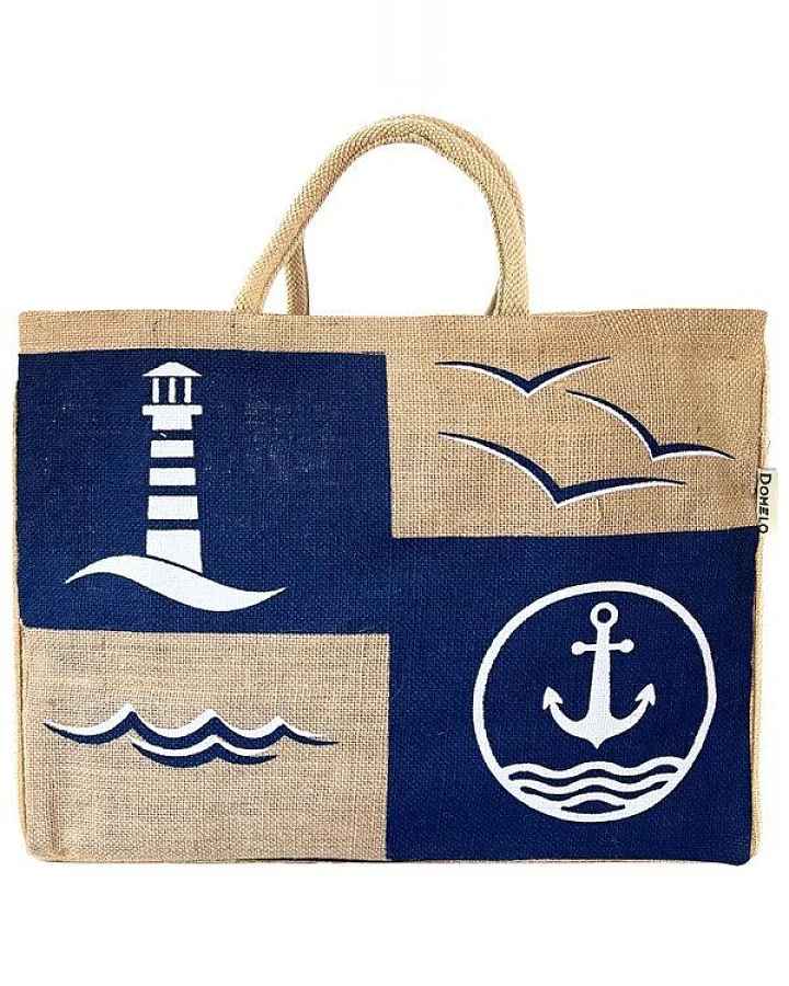 Domelo große Jute Einkaufskorb, Vegane Einkaufstasche nachhaltige Handtasche/ Shopper
