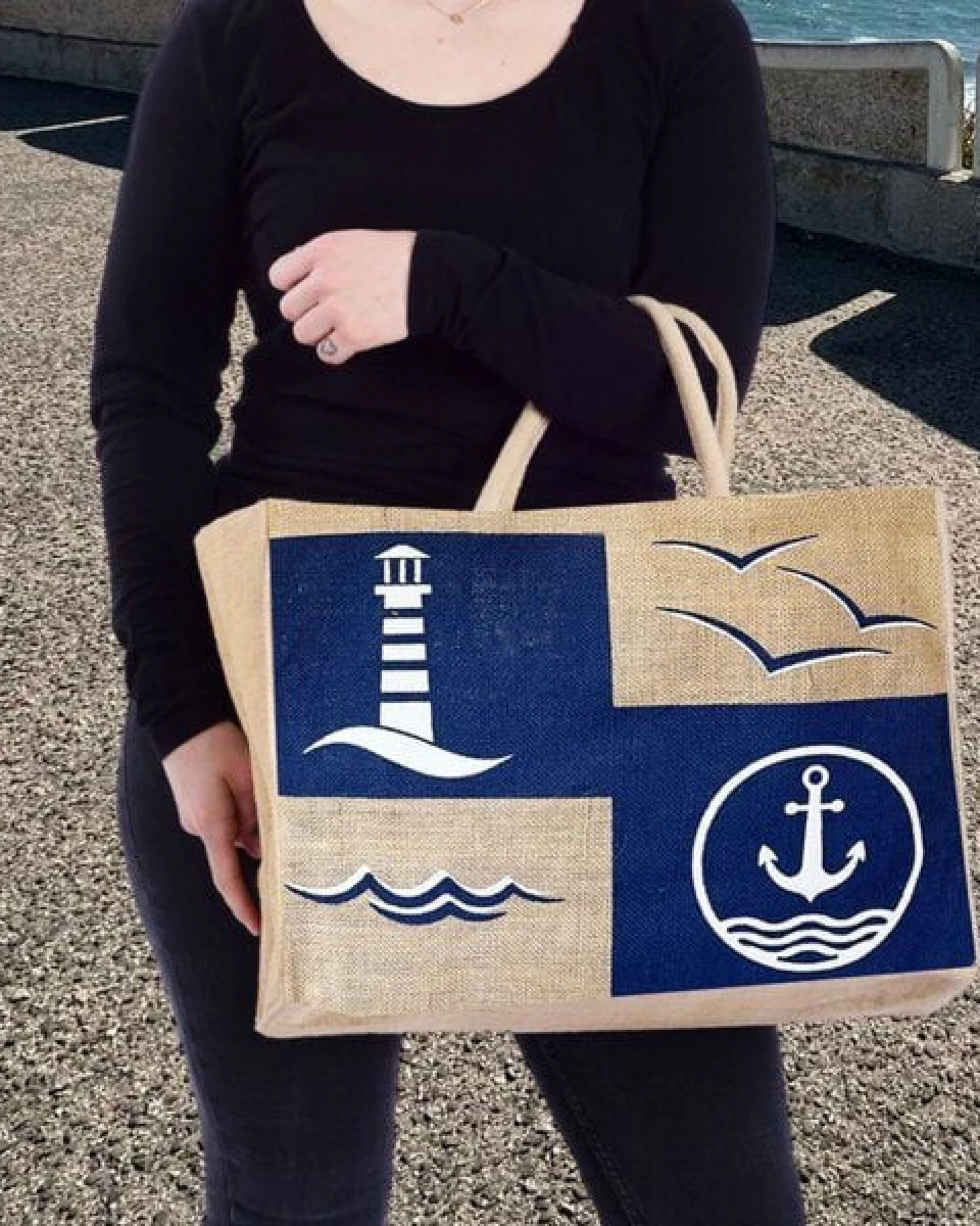 Domelo große Jute Einkaufskorb, Vegane Einkaufstasche nachhaltige Handtasche/ Shopper – Ansicht 2