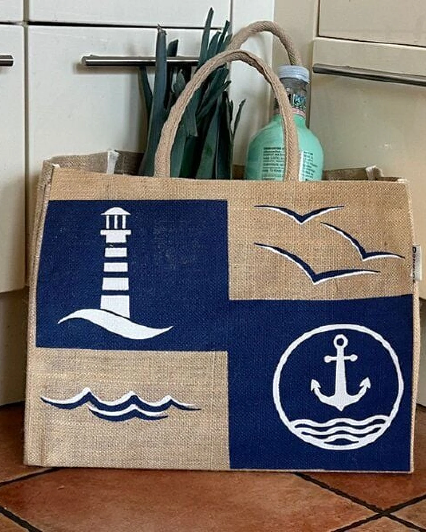Domelo große Jute Einkaufskorb, Vegane Einkaufstasche nachhaltige Handtasche/ Shopper – Ansicht 4