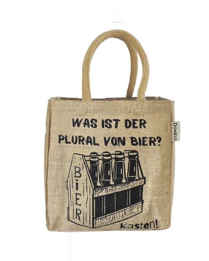 Domelo Jute Einkaufstasche, Flaschenträger mit 6 Fächer. 100% Vegane Bierflaschenträge
