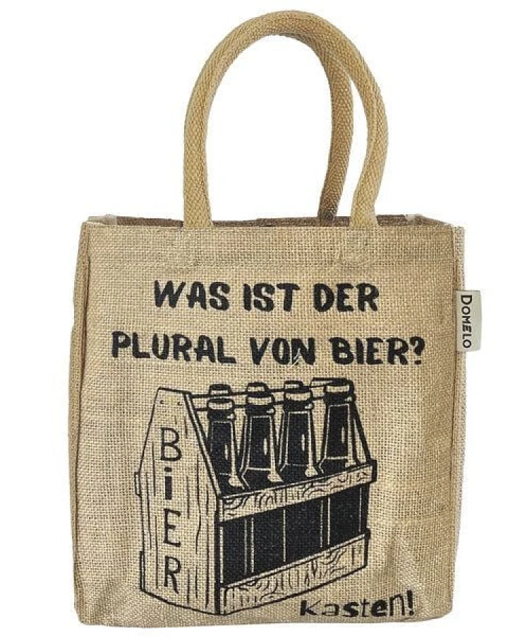 Domelo Jute Einkaufstasche, Flaschenträger mit 6 Fächer. 100% Vegane Bierflaschenträge