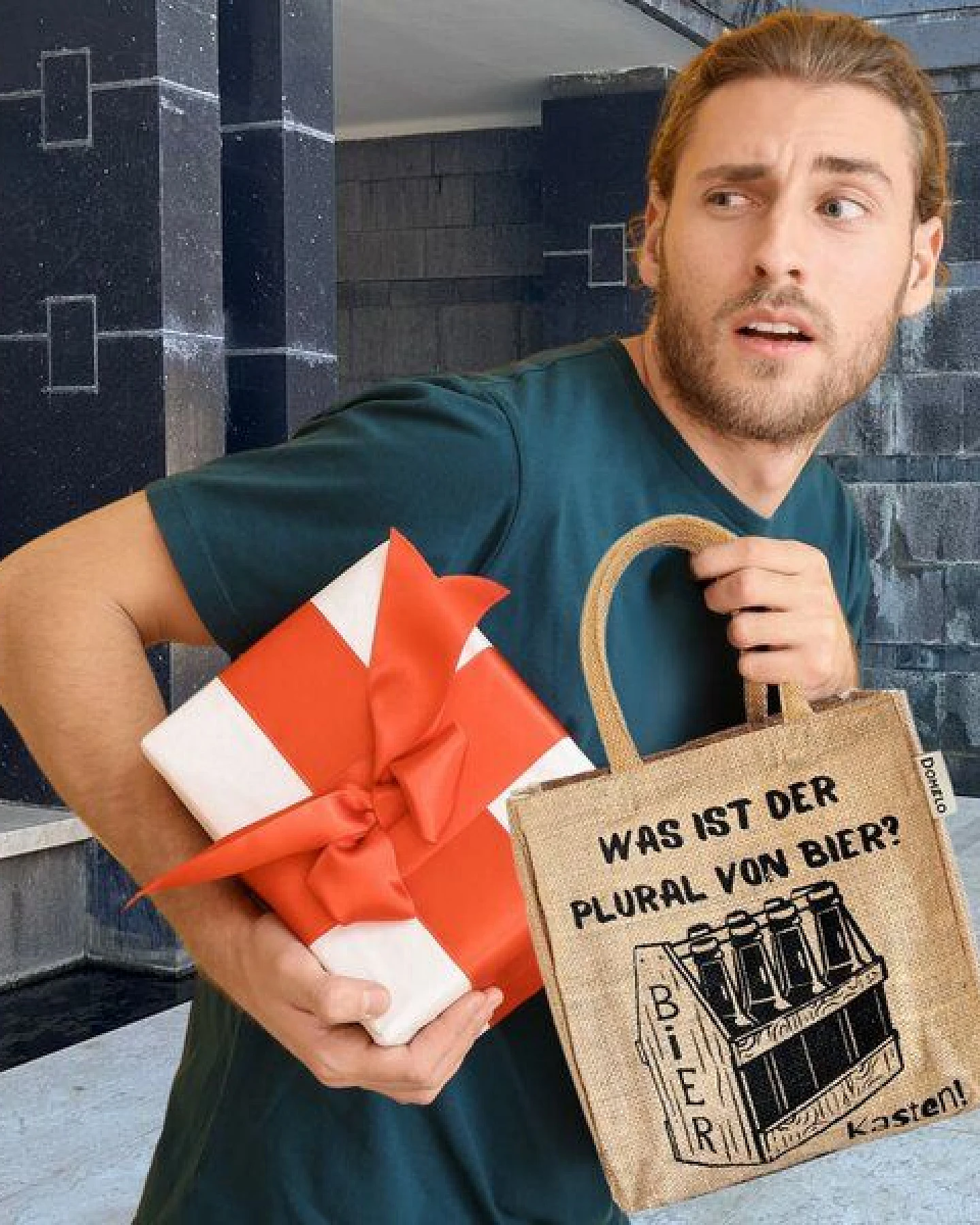 Domelo Jute Einkaufstasche, Flaschenträger mit 6 Fächer. 100% Vegane Bierflaschenträge – Ansicht 2