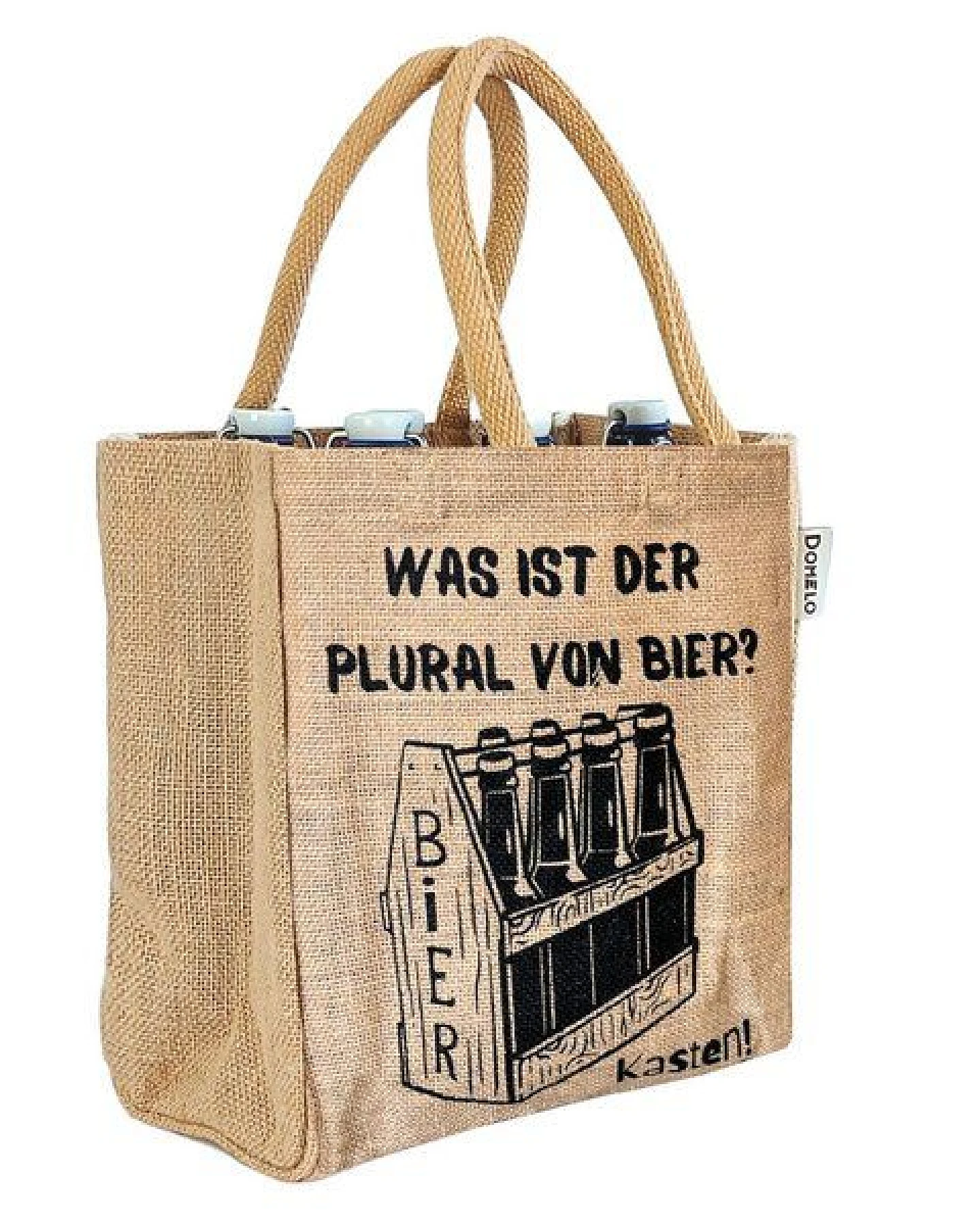 Domelo Jute Einkaufstasche, Flaschenträger mit 6 Fächer. 100% Vegane Bierflaschenträge – Ansicht 3