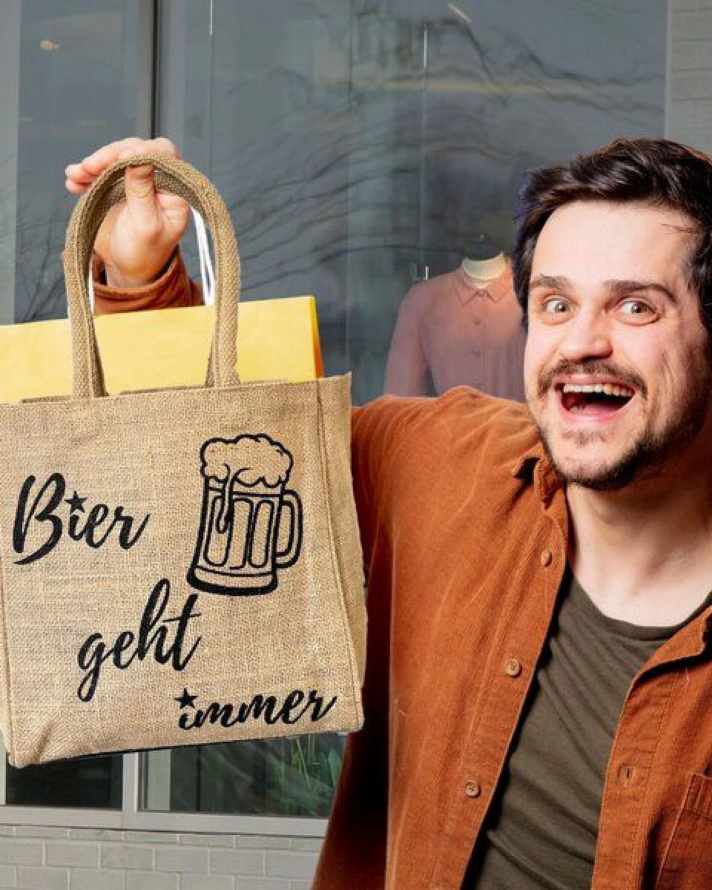 Domelo Jute Einkaufstasche, Flaschenträger mit 6 Fächer. 100% Vegane Bierflaschenträge – Ansicht 2