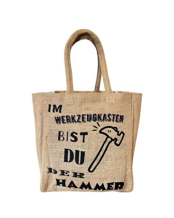 Domelo Jute Einkaufstasche, Flaschenträger mit 6 Fächer. 100% Vegane Bierflaschenträge
