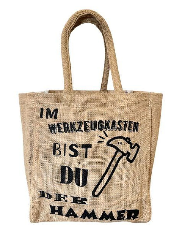 Domelo Jute Einkaufstasche, Flaschenträger mit 6 Fächer. 100% Vegane Bierflaschenträge