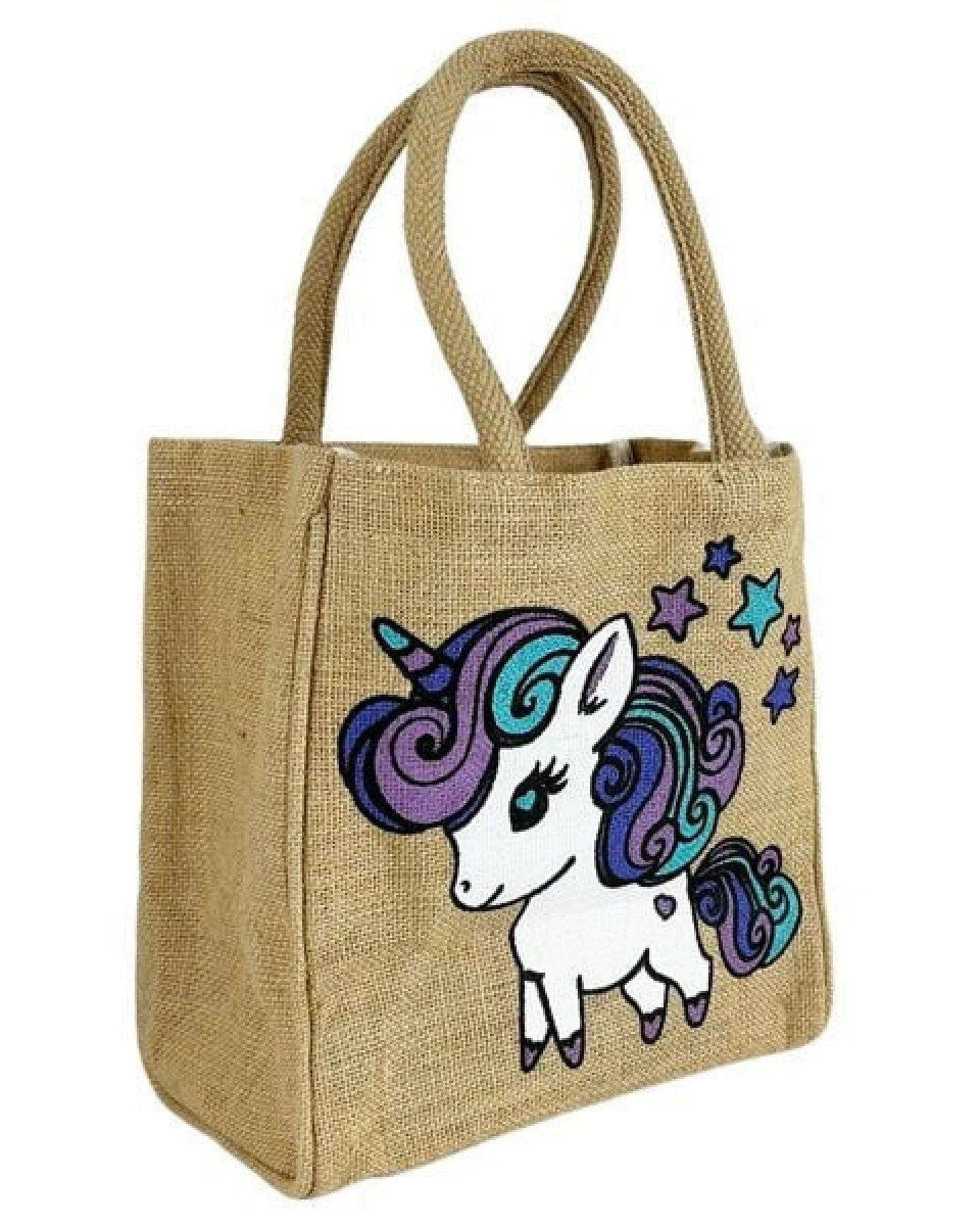 Domelo Kinder Handtasche Mädchen Jute Tasche kleine Schultertasche mit Einhorn – Ansicht 3