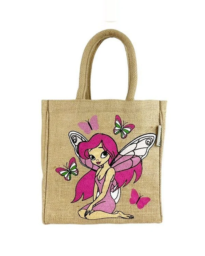 Domelo Kinder Handtasche Mädchen Jute Tasche kleine Schultertasche mit Fee Motiv