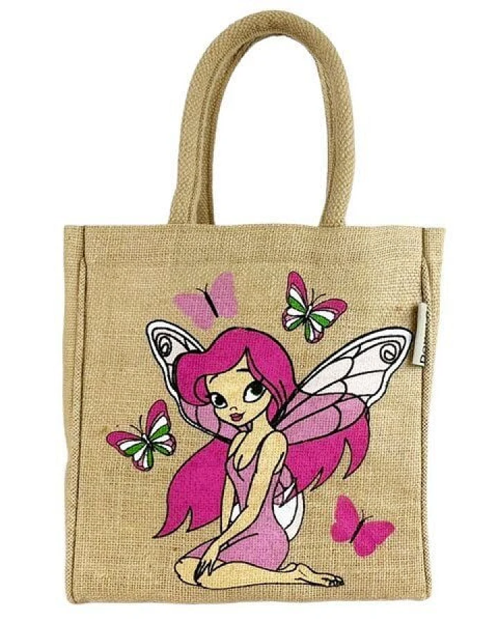 Domelo Kinder Handtasche Mädchen Jute Tasche kleine Schultertasche mit Fee Motiv