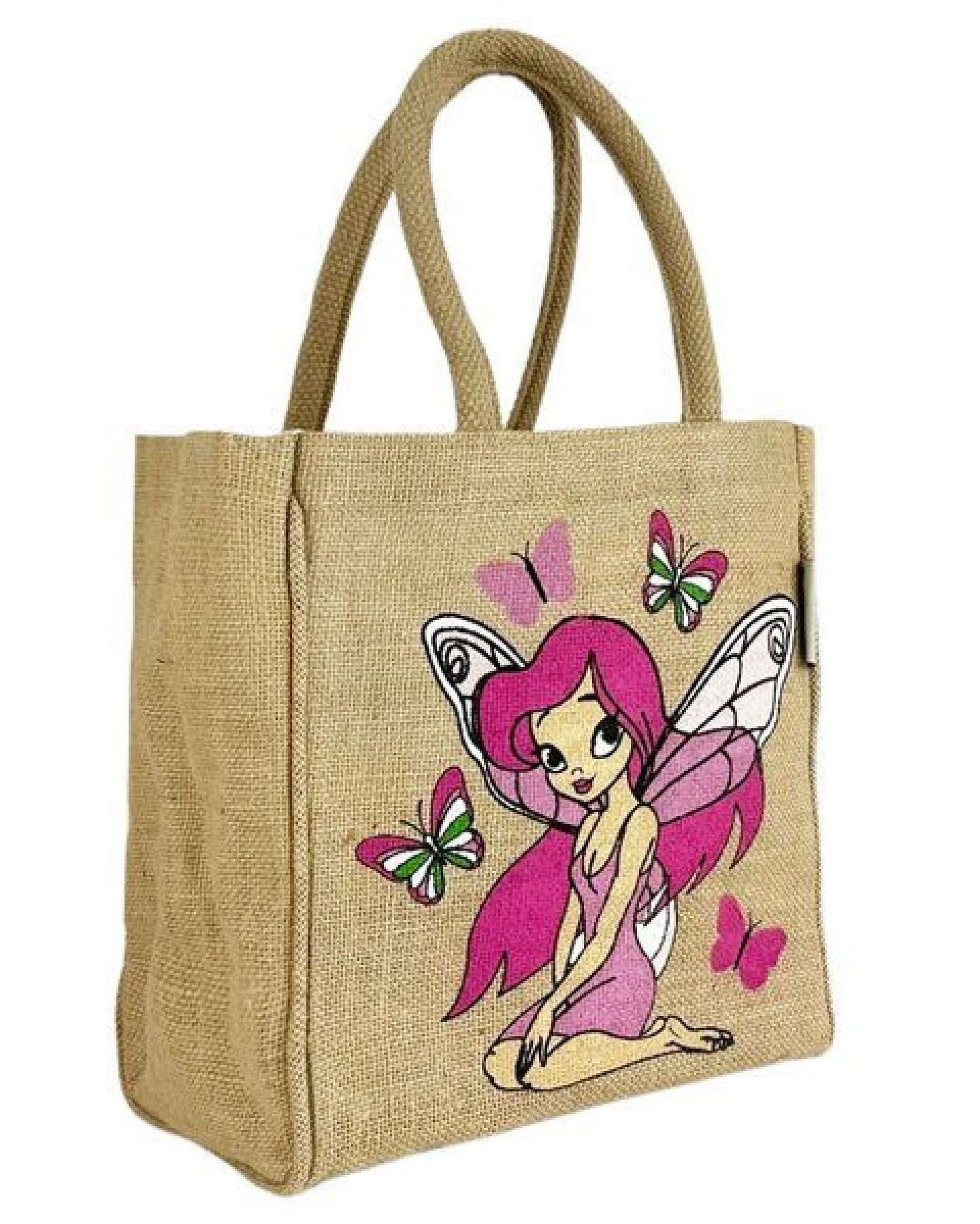 Domelo Kinder Handtasche Mädchen Jute Tasche kleine Schultertasche mit Fee Motiv – Ansicht 3