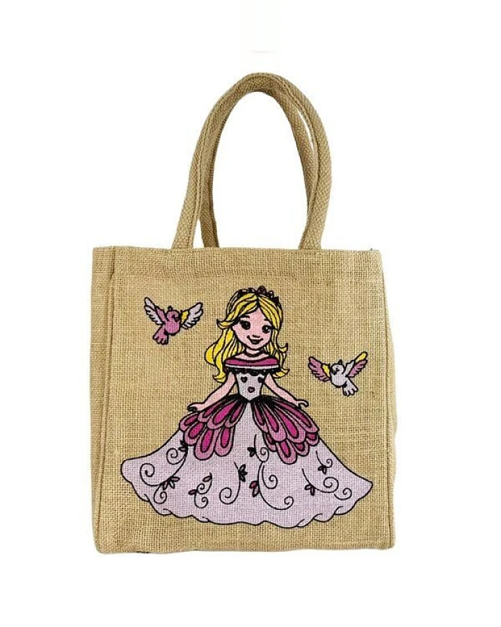 Domelo Kinder Handtasche Mädchen Jute Tasche klein Schultertasche mit Prinzessin