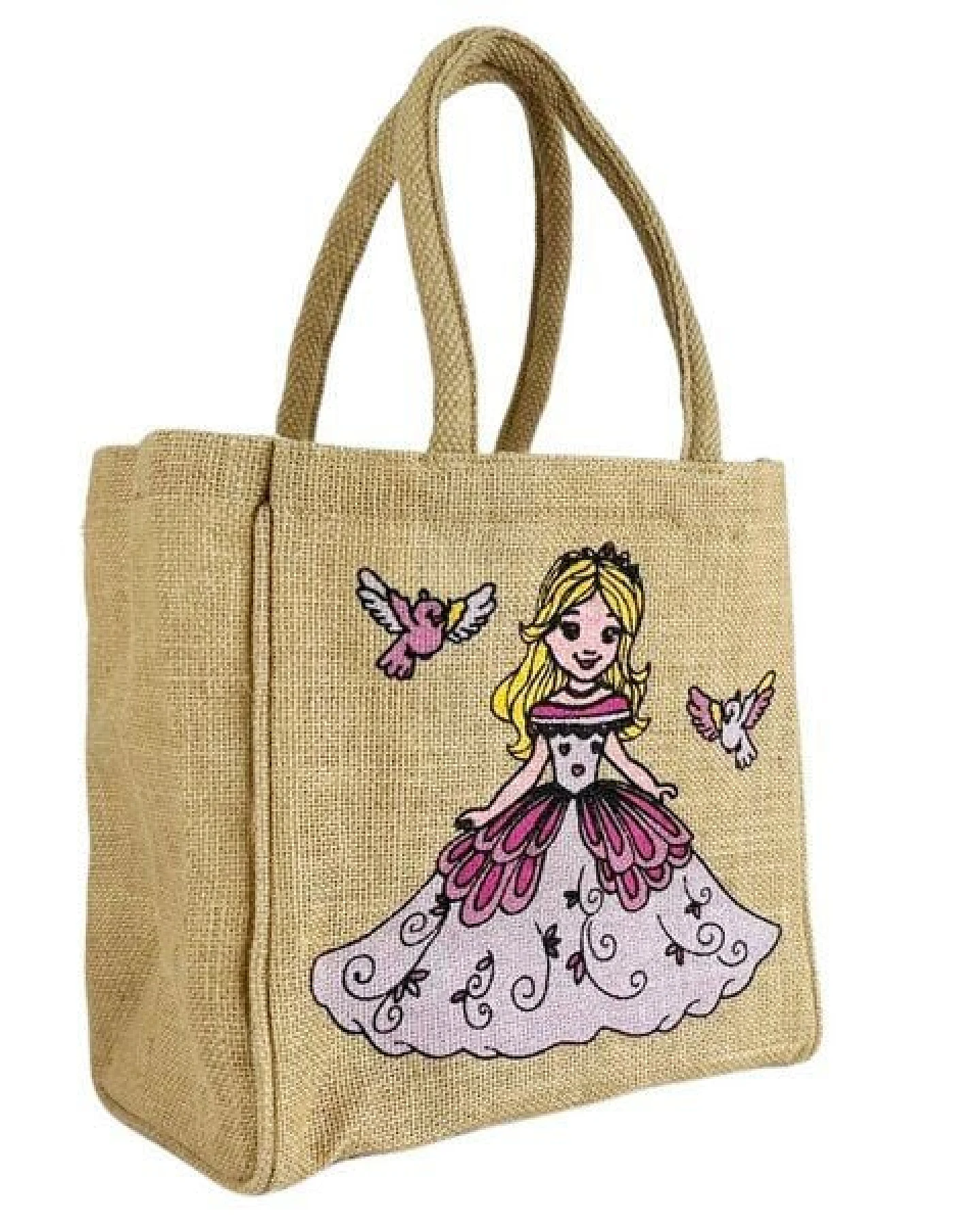 Domelo Kinder Handtasche Mädchen Jute Tasche klein Schultertasche mit Prinzessin – Ansicht 3