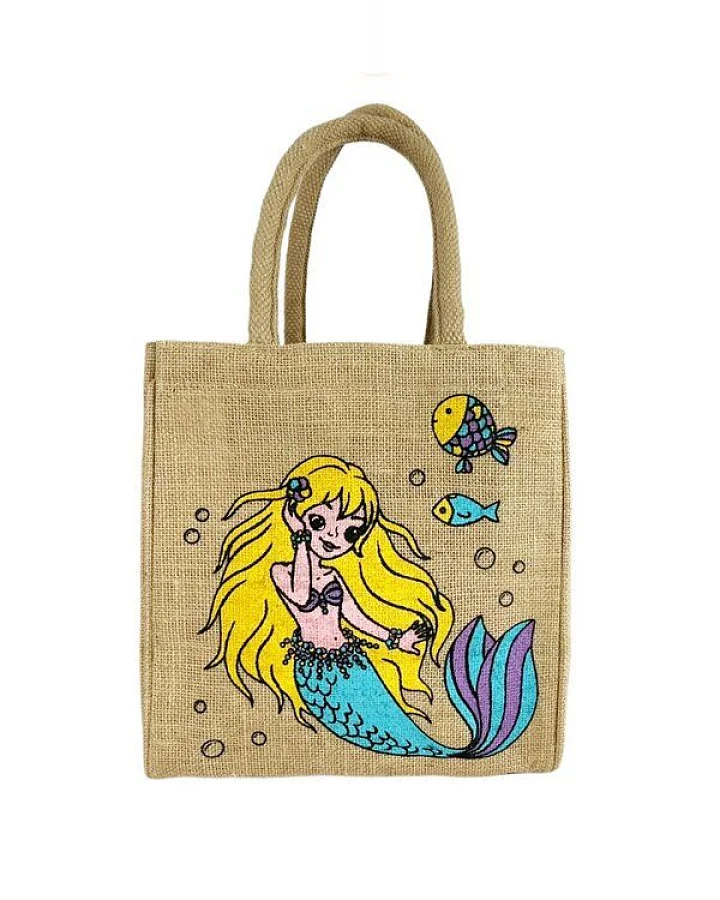 Domelo Kinder Handtasche Mädchen Jute Tasche klein Meerjungfrau Schultertasche