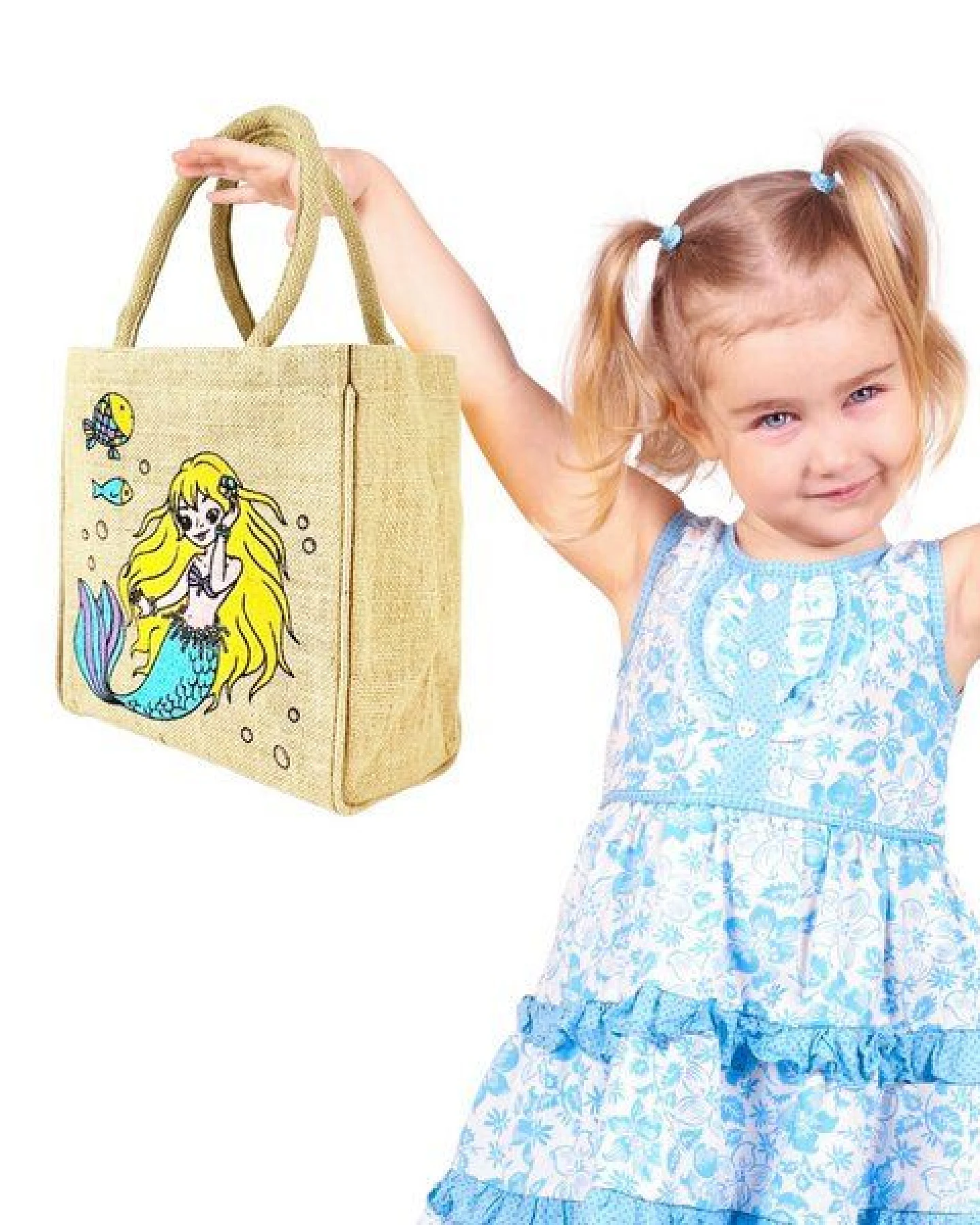 Domelo Kinder Handtasche Mädchen Jute Tasche klein Meerjungfrau Schultertasche – Ansicht 2