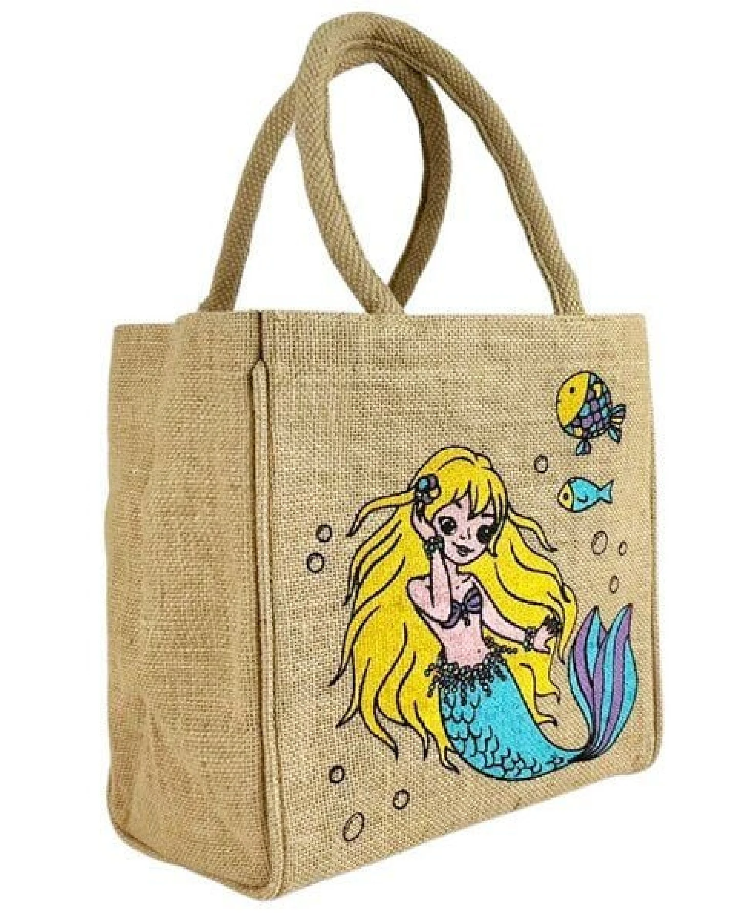 Domelo Kinder Handtasche Mädchen Jute Tasche klein Meerjungfrau Schultertasche – Ansicht 3