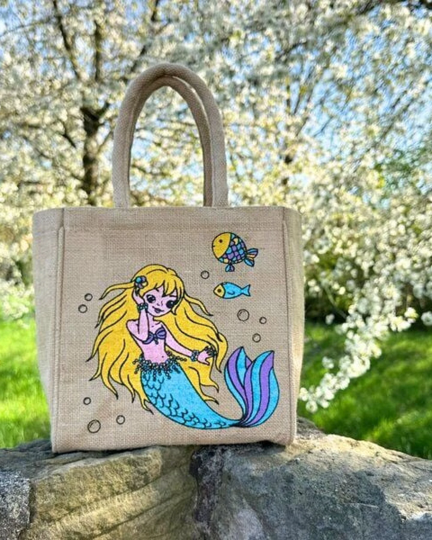 Domelo Kinder Handtasche Mädchen Jute Tasche klein Meerjungfrau Schultertasche – Ansicht 4