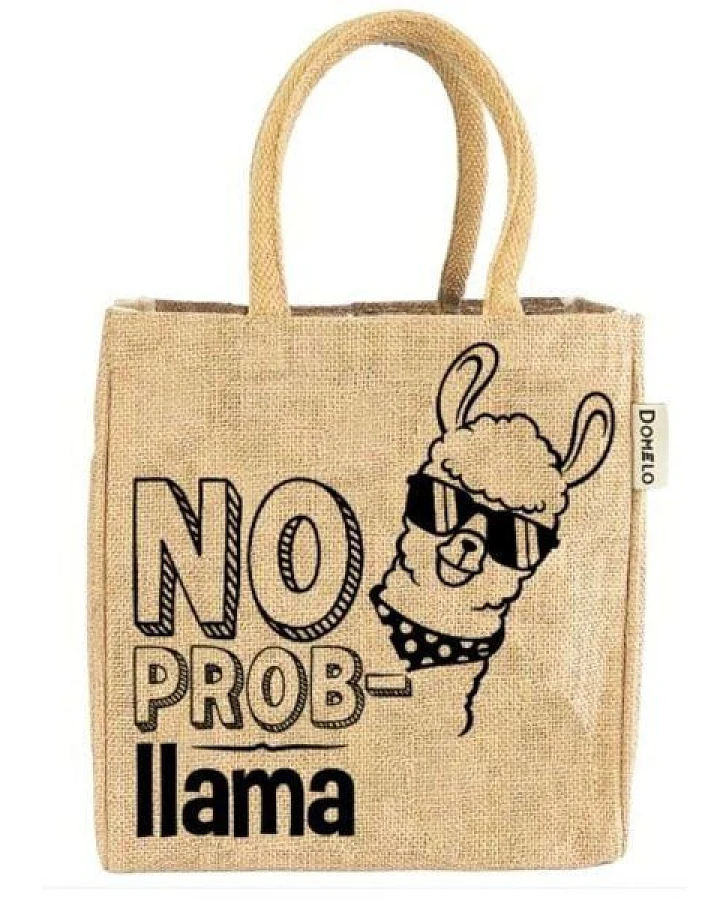 Domelo Jute Handtasche kleine Jutetasche vegane Einkaufskorb mini Tragetasche