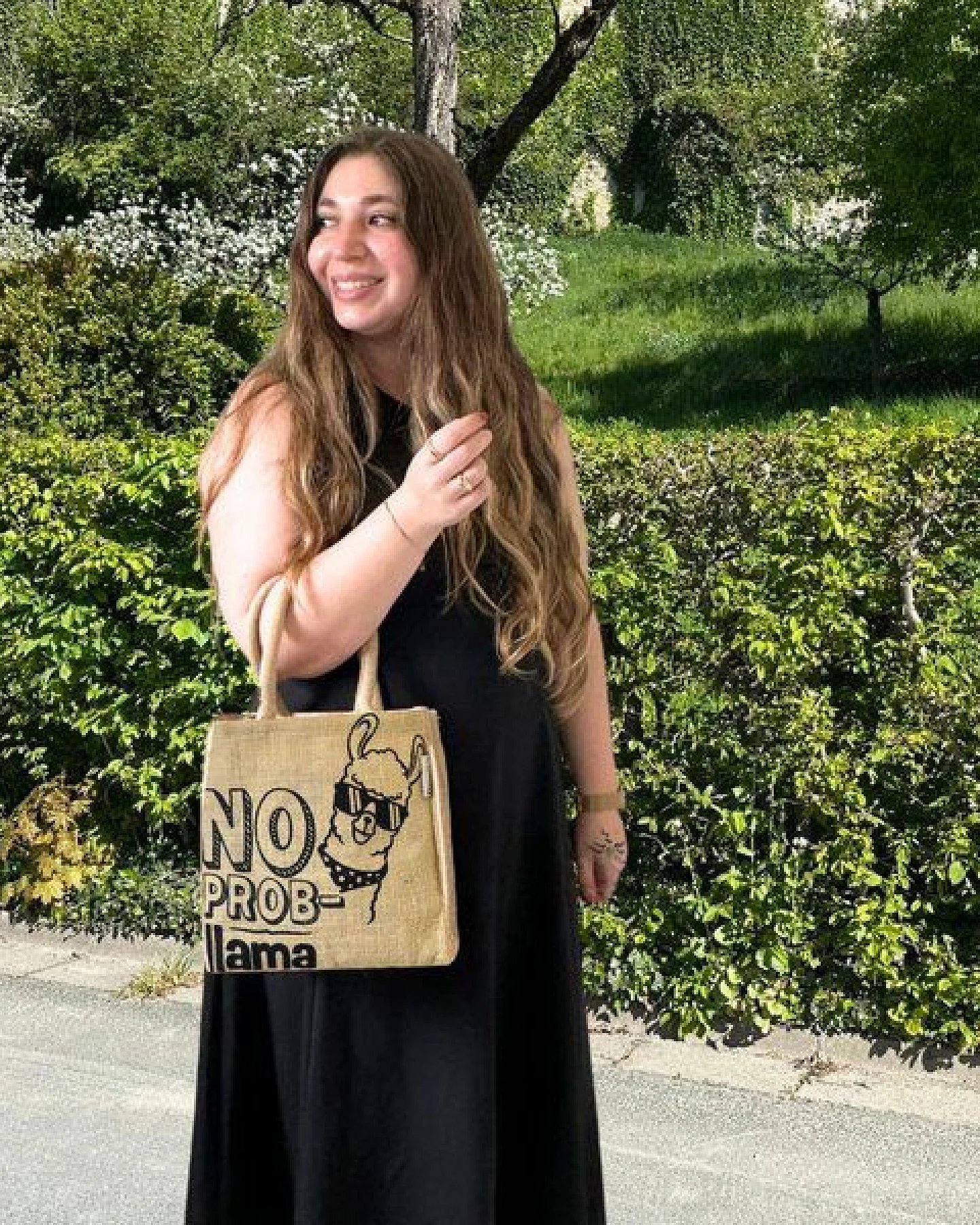 Domelo Jute Handtasche kleine Jutetasche vegane Einkaufskorb mini Tragetasche – Ansicht 2