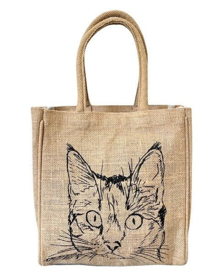 Domelo Jute Handtasche kleine Jutetasche vegane Einkaufskorb mini Tragetasche