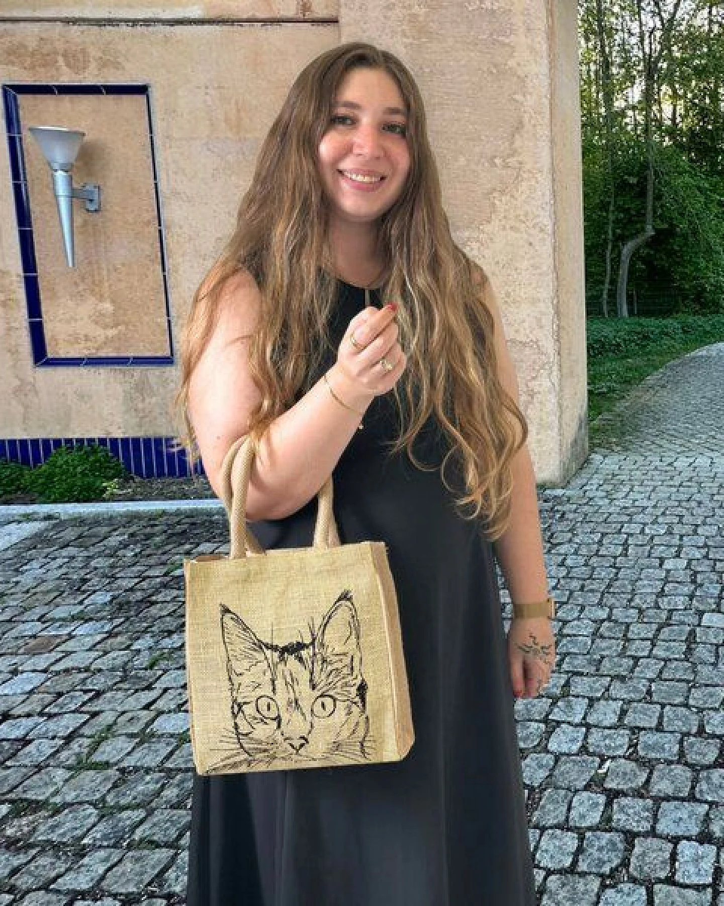 Domelo Jute Handtasche kleine Jutetasche vegane Einkaufskorb mini Tragetasche – Ansicht 2