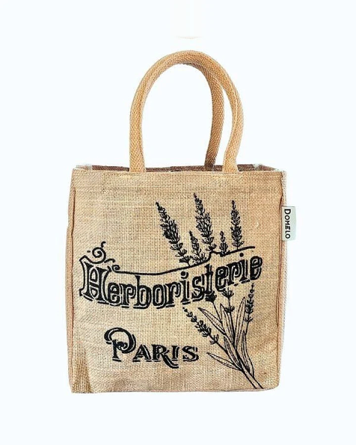 Domelo Jute Handtasche kleine Jutetasche vegane Einkaufskorb mini Tragetasche