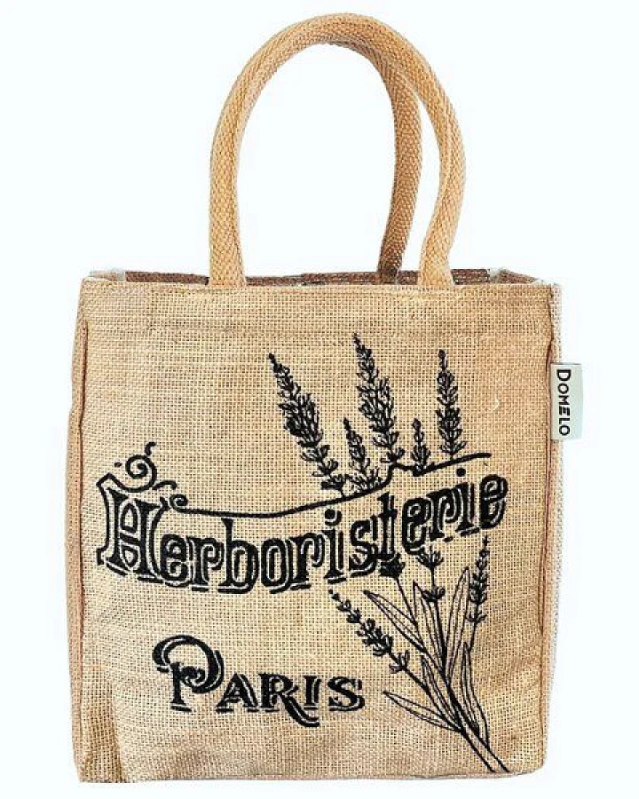 Domelo Jute Handtasche kleine Jutetasche vegane Einkaufskorb mini Tragetasche