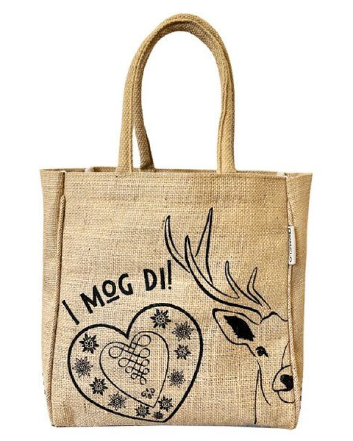 Domelo Jute Handtasche kleine Jutetasche vegane Einkaufskorb mini Tragetasche