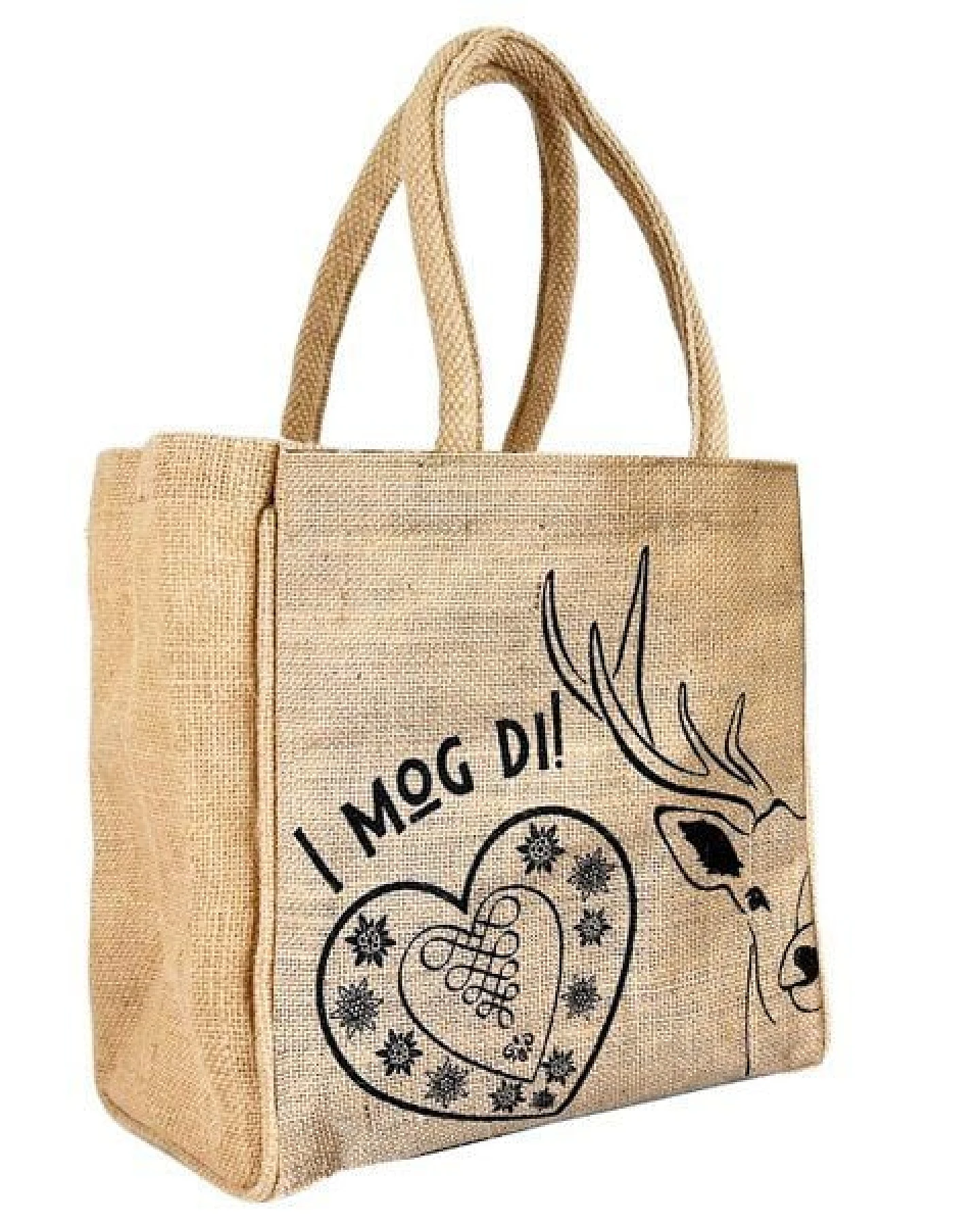 Domelo Jute Handtasche kleine Jutetasche vegane Einkaufskorb mini Tragetasche – Ansicht 3