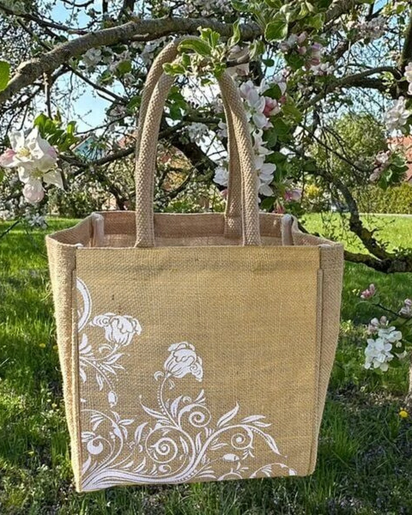 Domelo Jute Handtasche kleine Jutetasche vegane Einkaufskorb mini Tragetasche – Ansicht 4
