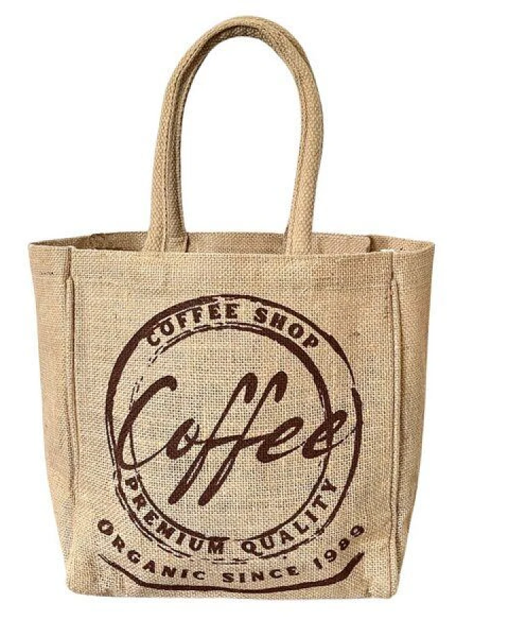 Domelo Jute Handtasche kleine Jutetasche vegane Einkaufskorb mini Tragetasche