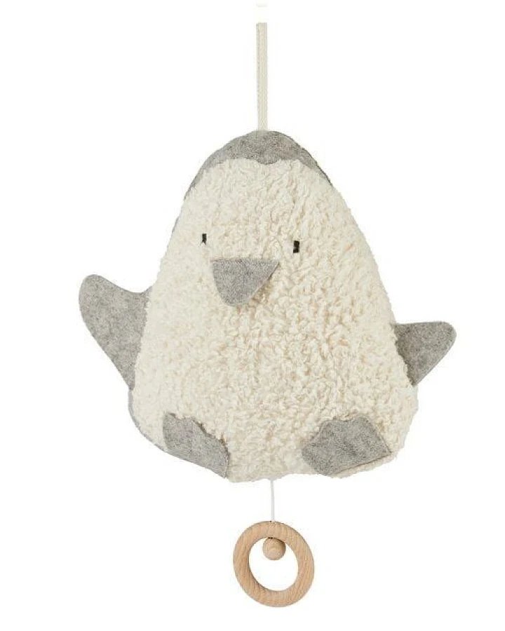 Efie Spieluhr Pinguin grau, kbA, 100 % Made in Germany